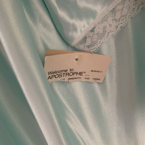 Apostrophe Gown Size 8 Vintage Deadstock Blue Lace Romantic Ruffle Bell Sleeves - Picture 8 of 10